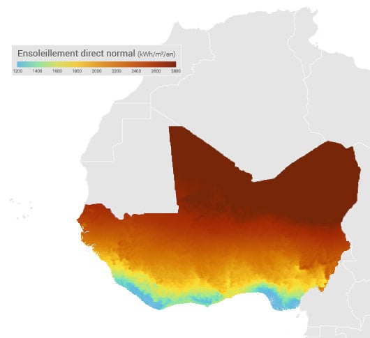 Ensoleillement Afrique de l'Ouest