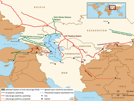 Exportations de pétrole et de gaz de la Caspienne