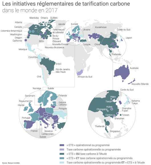 Carte des initiatives prix du carbone