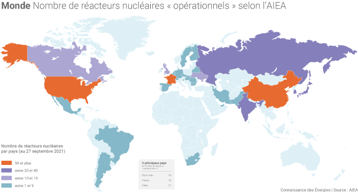 Nombre de réacteurs nucléaires par pays