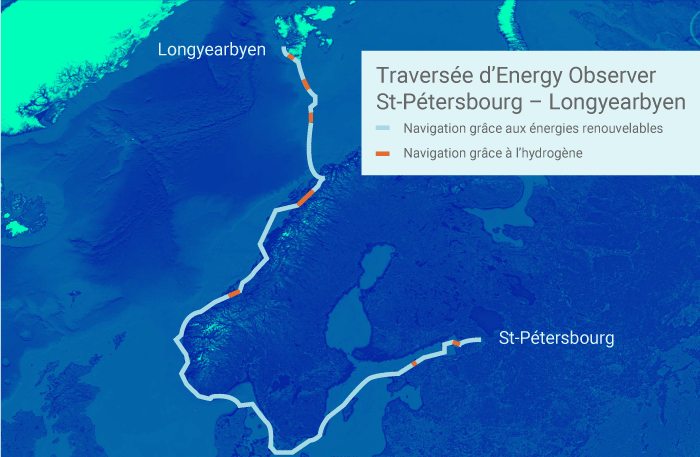 Carte traversée Arctique Energy Observer